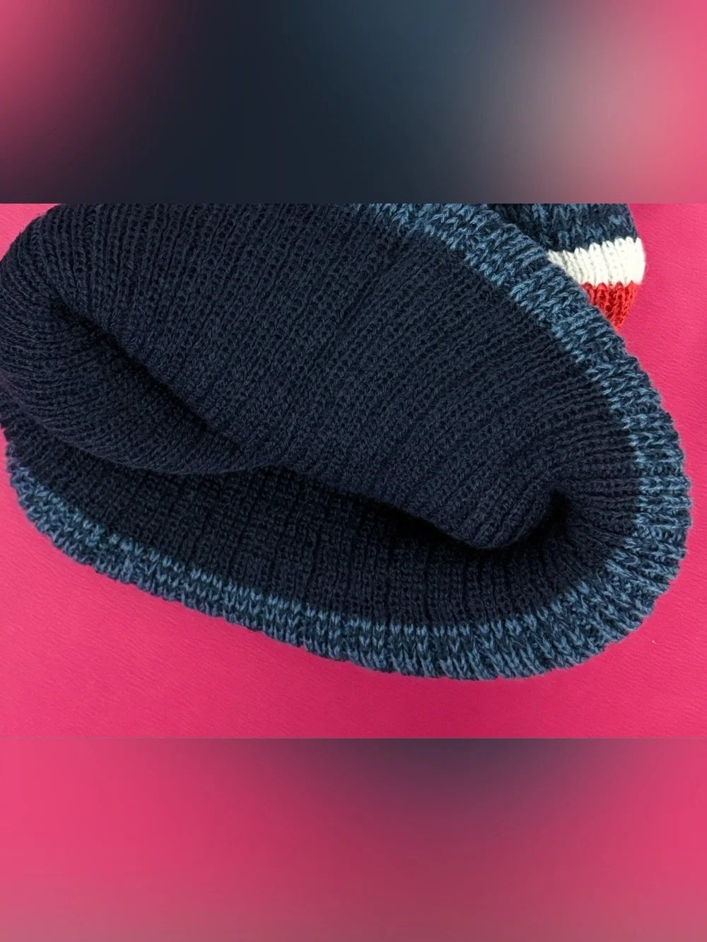 47 Brand New England Patriots Warm Adult OSFM Pom Beanie - Navy/Red/White NWT